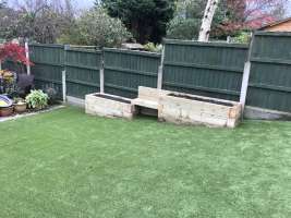 Timber sleepers, Decking and Artificial Grass.